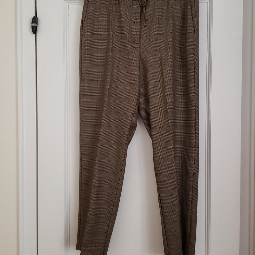 J. JILL Tie-Waist Slim Glen plaid ankle pants Size M